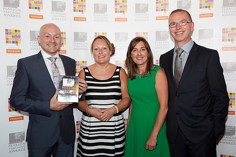 Mr Baker, leader of the 'Outstanding Team' with Mrs Pullin, Ms Westlake & Mr Simpson.